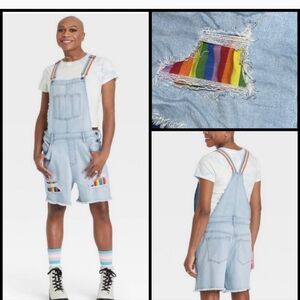 target rainbow pride jean cutoff overalls